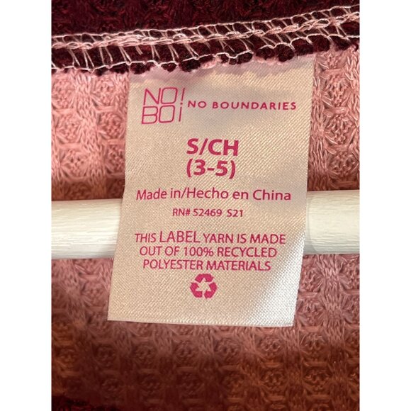 No Boundaries Top Womens Small 3 5 Waffle Knit Pink Burgundy Stripe Casual Shirt - Picture 6 of 15